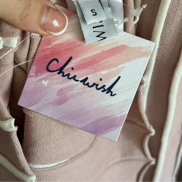 Chicwish RADIANT LINES V-NECK BOWKNOT KNIT DRESS IN PINK Size: S - Picture 5 of 5